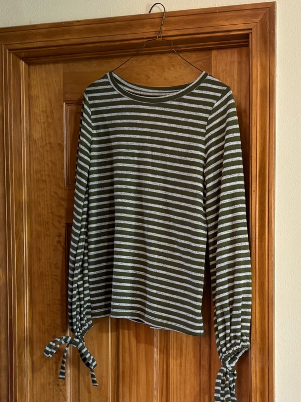 Striped Long Sleeve Shirt green white Ana brand